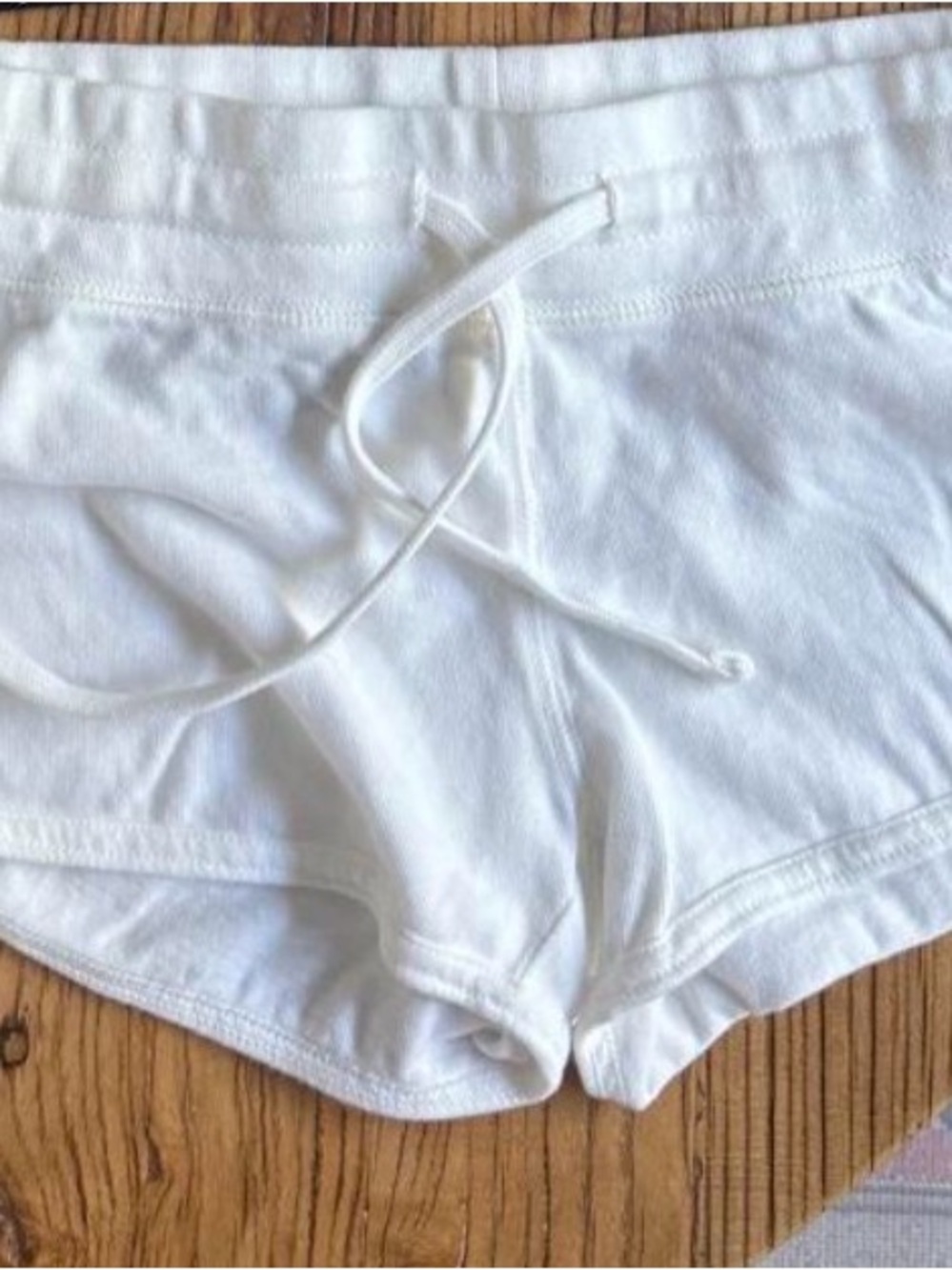 Women’s White Cotton Drawstring Sleep Shorts